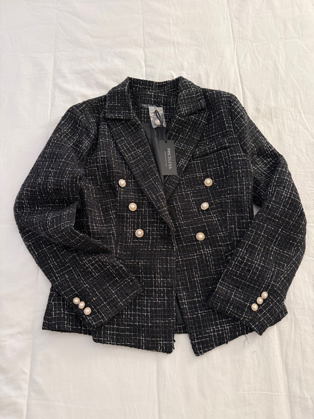 NWT Priceless Charli Black Tweed Blazer - Picture 4 of 5